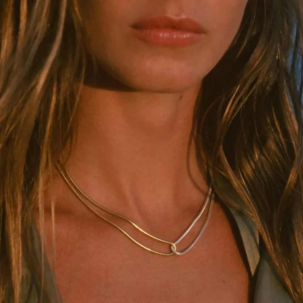 18k dual loop box chain necklace 238404