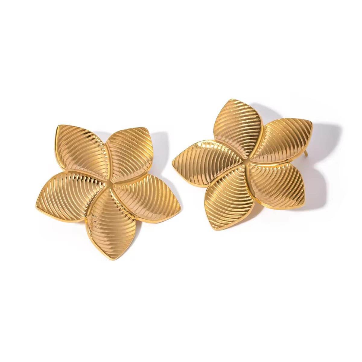 18k glamorous gold floral stud earrings ring 836251