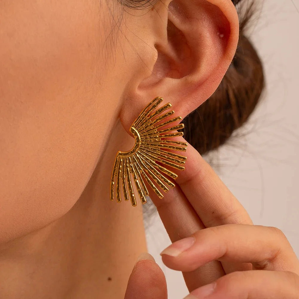 18k half sunshine dainty earrings 319405