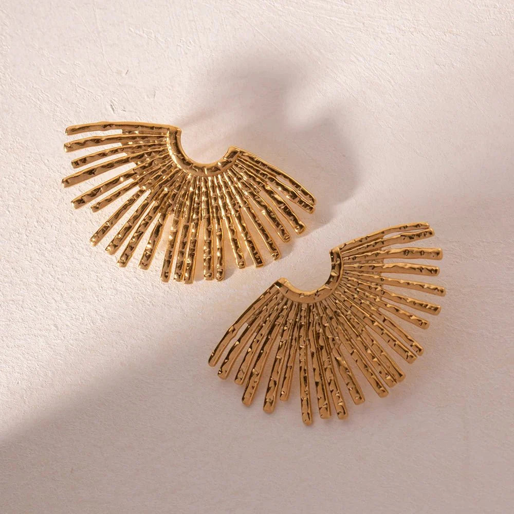 18k Half Sunshine Dainty Earrings