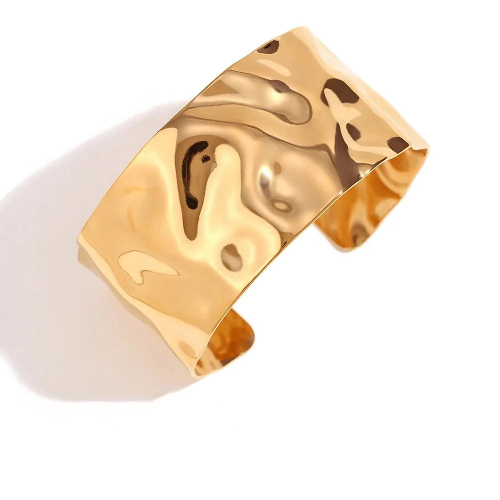 18k hammered texture bangle bracelets