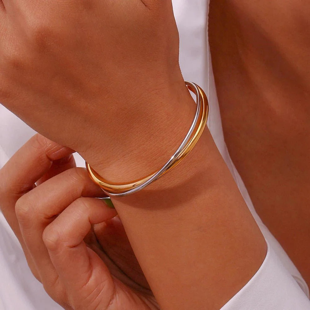 18k intersect cross cuff bracelet 194736