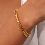 Load image into Gallery viewer, 18k Intersect Cross Cuff Bracelet

