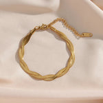 Load image into Gallery viewer, 18k Interwoven Herringbone Chain Necklace and Bracelet Set
