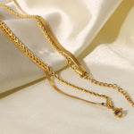 Load image into Gallery viewer, 18k Layered Herringbone &amp; Rope Chain Necklace
