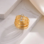 Load image into Gallery viewer, 18k Multi Layered Triple Diamond Rings
