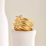 Load image into Gallery viewer, 18k Multi Layered Triple Diamond Rings
