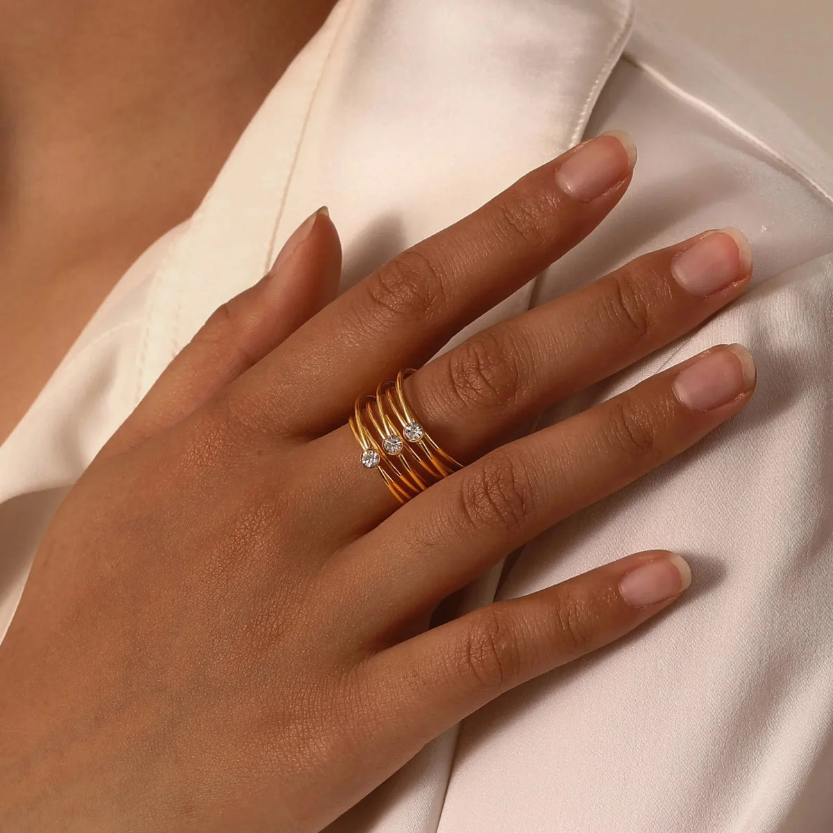 18k multi layered triple diamond rings