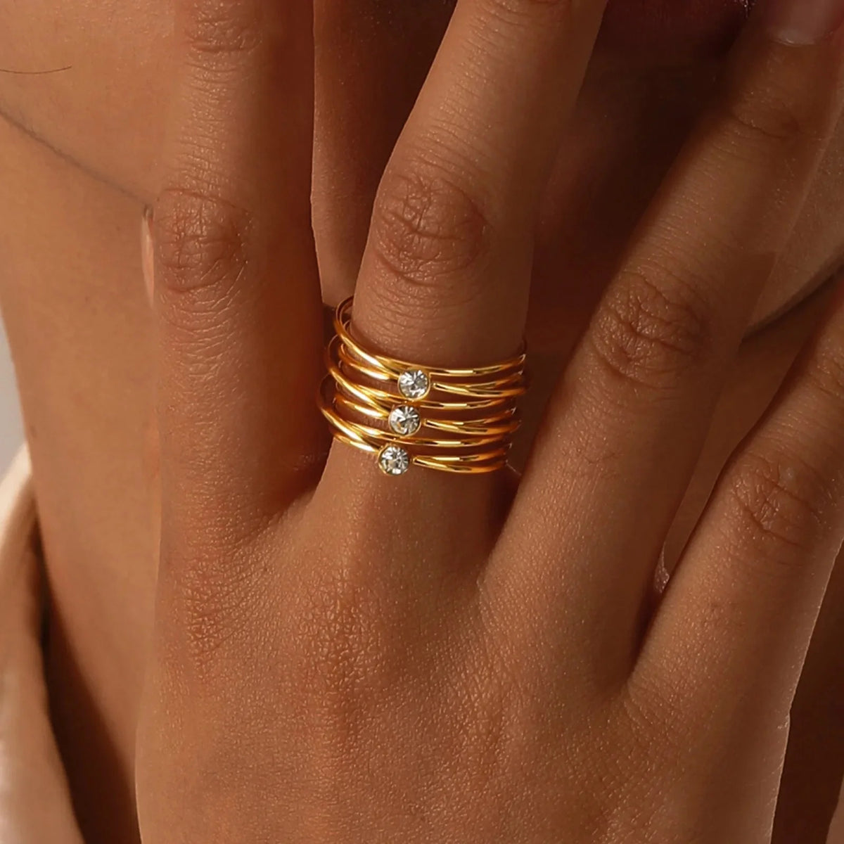 18k multi layered triple diamond rings 933065