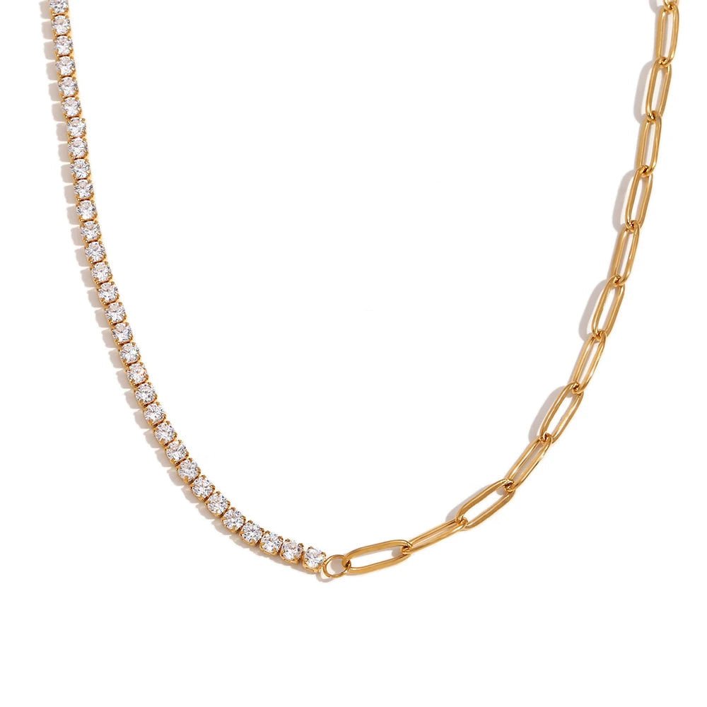 18k paperclip chain tennis necklace bracelet and earrings 199085