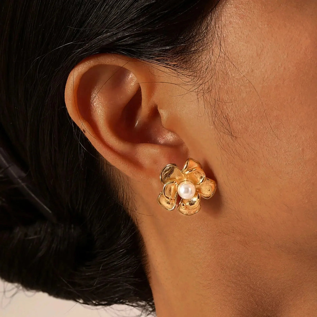 18k pearl flower earrings 813730