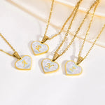 Load image into Gallery viewer, 18k Pearl Heart Initial Letter Necklace
