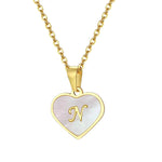 Load image into Gallery viewer, 18k Pearl Heart Initial Letter Necklace
