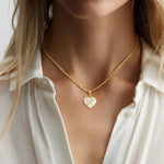 Load image into Gallery viewer, 18k Pearl Heart Initial Letter Necklace
