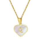 Load image into Gallery viewer, 18k Pearl Heart Initial Letter Necklace
