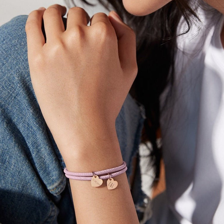 18k personalized leather heart charm bracelet 744879