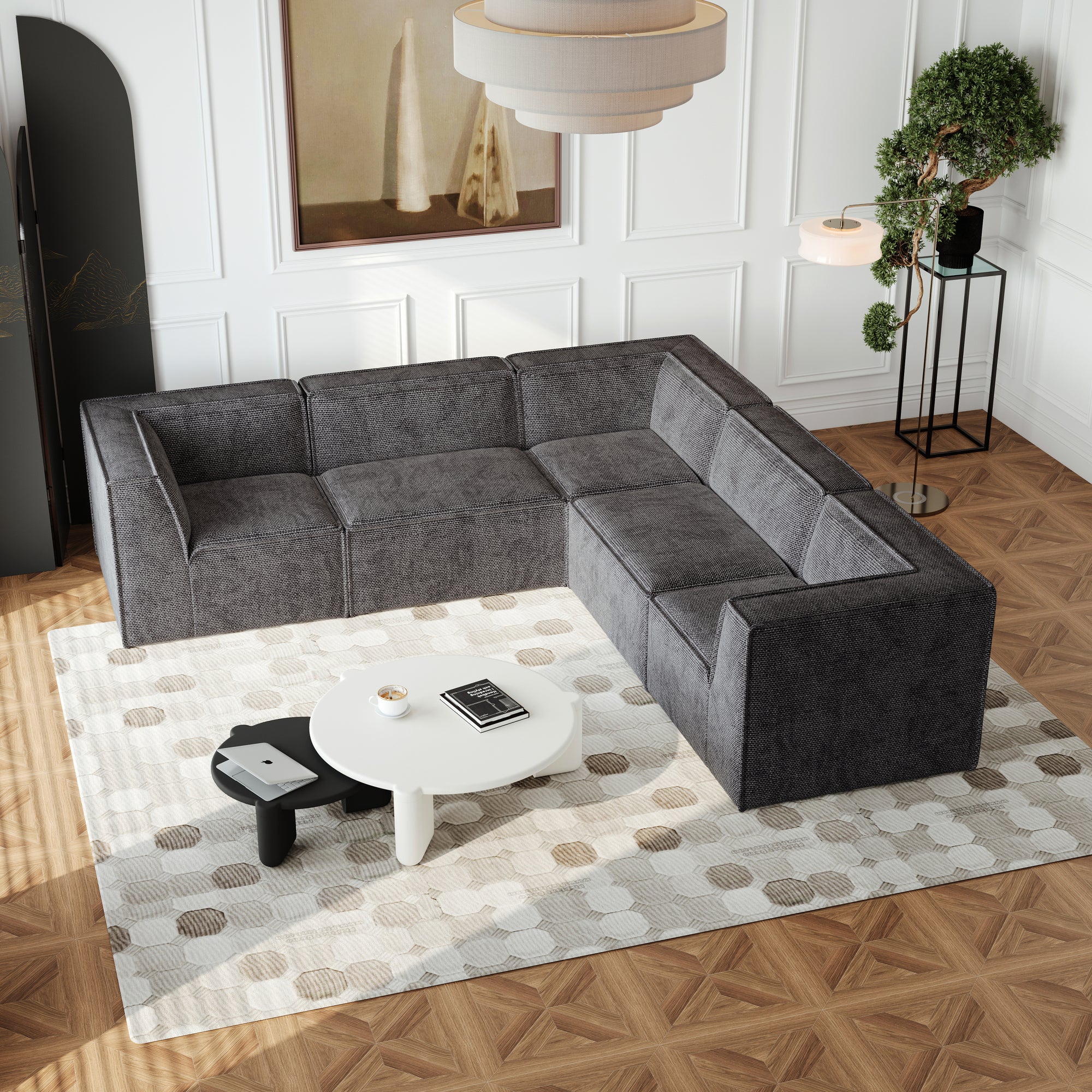 Kinshasa 5-Seat Modular Sofa in Black