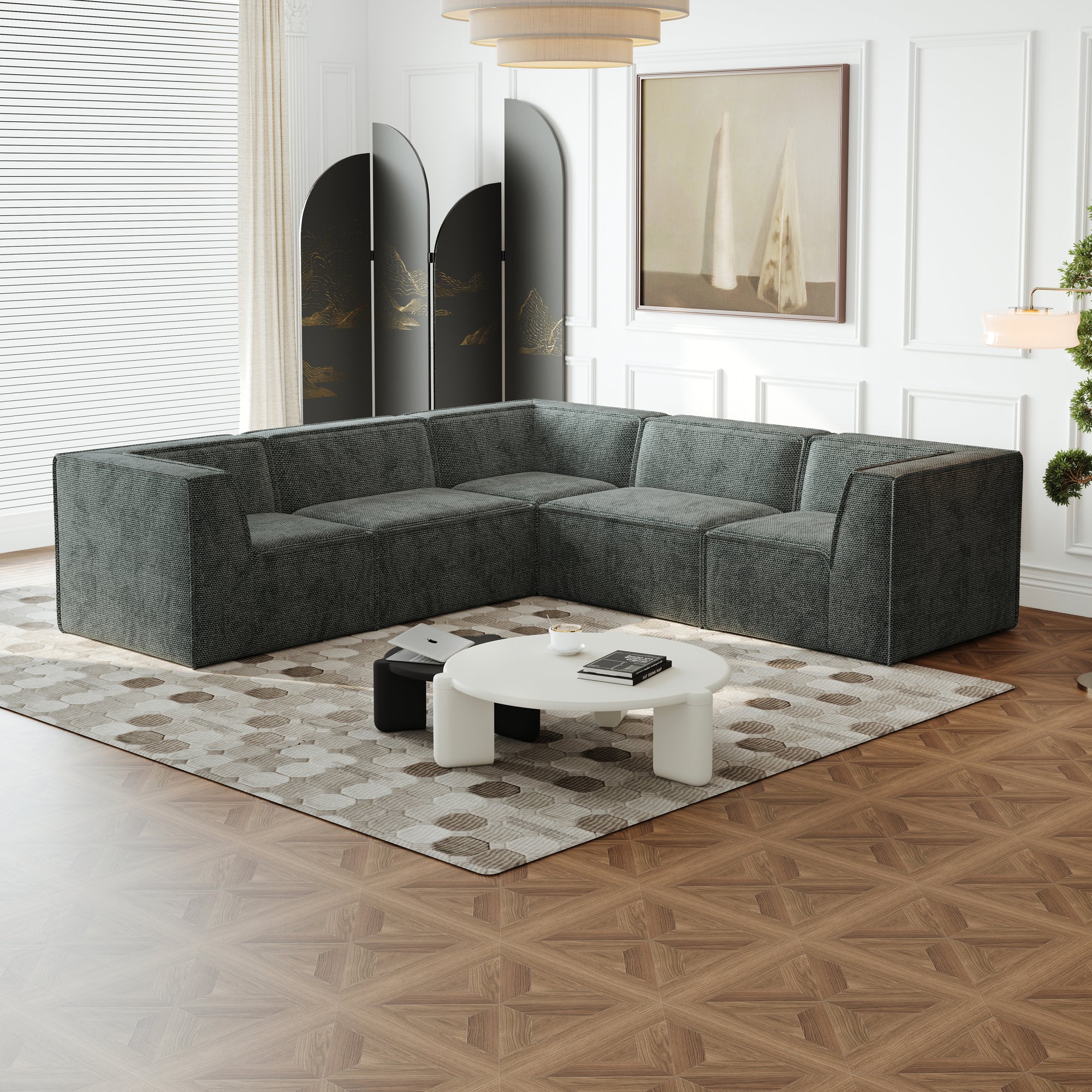 Kinshasa 5-Seat Modular Sofa in Green