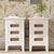 Wooden Nightstands Set of 2 with Rattan-Woven Surfaces and Three Drawers for Elegant Bedroom Storage In White