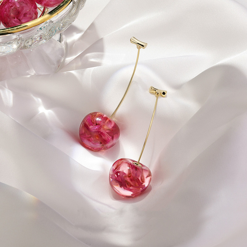 Dried Cherry Long Cherry Earrings