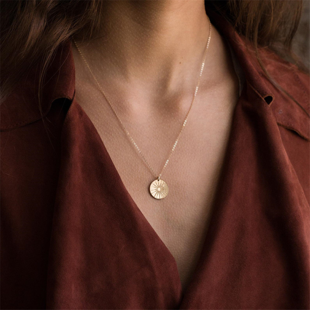 Sunbeam Necklace Dainty Sun Pendant Necklace