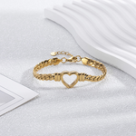 Load image into Gallery viewer, Gold Hollow Heart Bracelet Open Heart Bracelet
