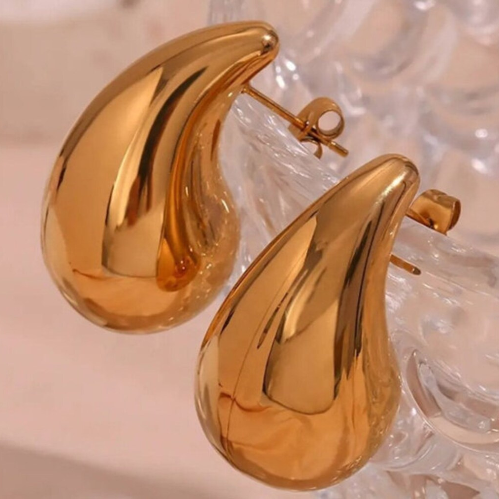 Chunky waterdrop earrings gold oversized stud earrings