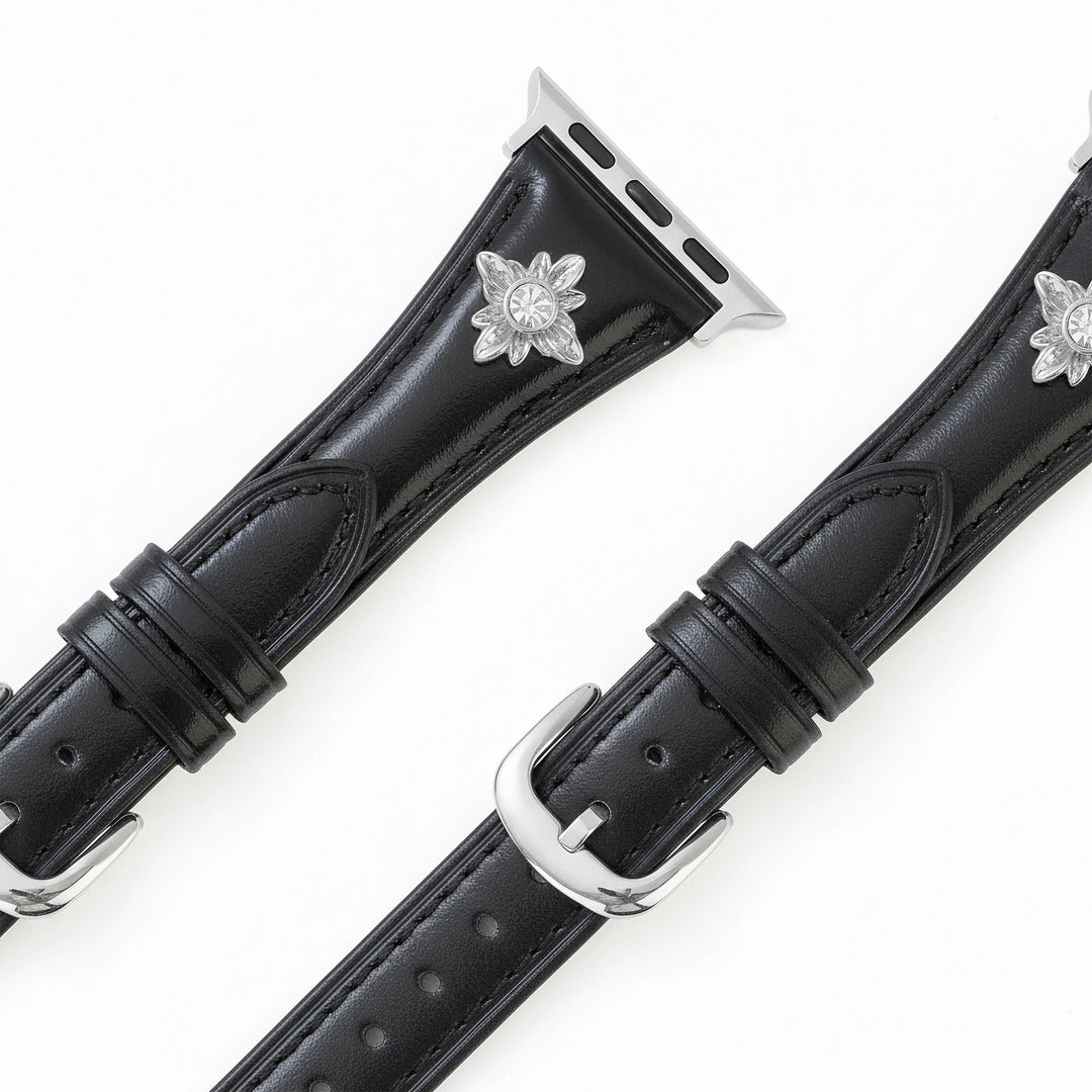 Elegant Leather Floral Apple Watch Bands for Women