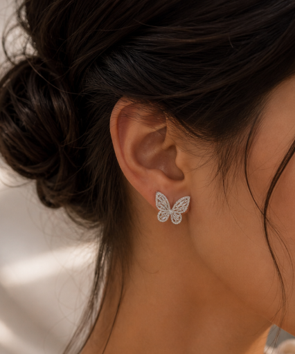 Deirdre Silver Butterfly Earrings