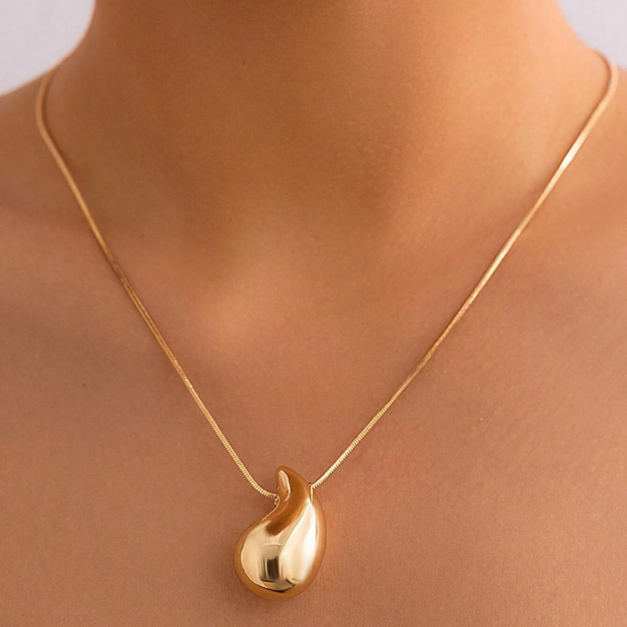 Oversized Waterdrop Necklace Gold Plated Teardrop Pendant