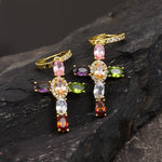 Load image into Gallery viewer, Dainty Colorful Gem Set Cross Earrings
