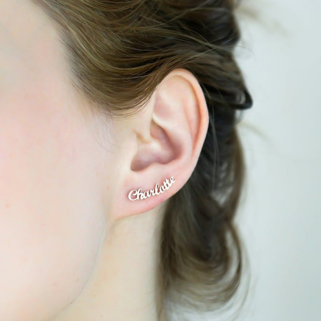 Custom Name Stud Earrings Minimalist Earrings