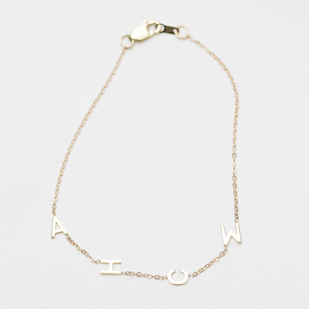 Gold Name Bracelet Personalised Initial Bracelet