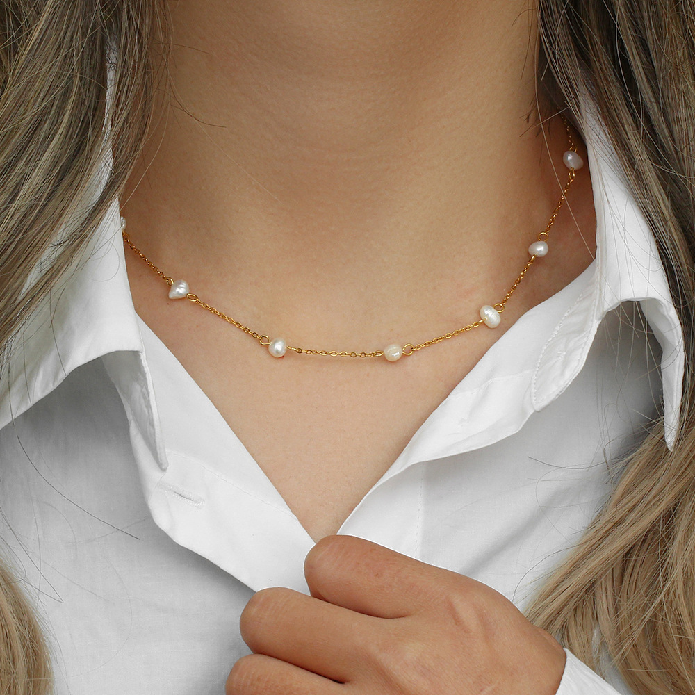 Gold Pearl Necklace Everyday Necklace