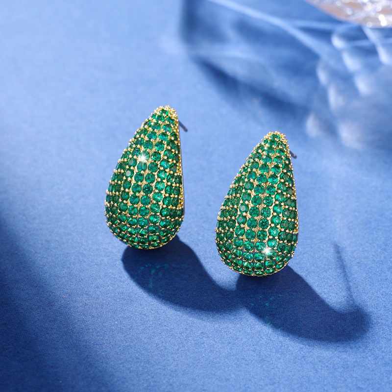 Drop Diamond Stud Earrings Inlay Diamond Earring