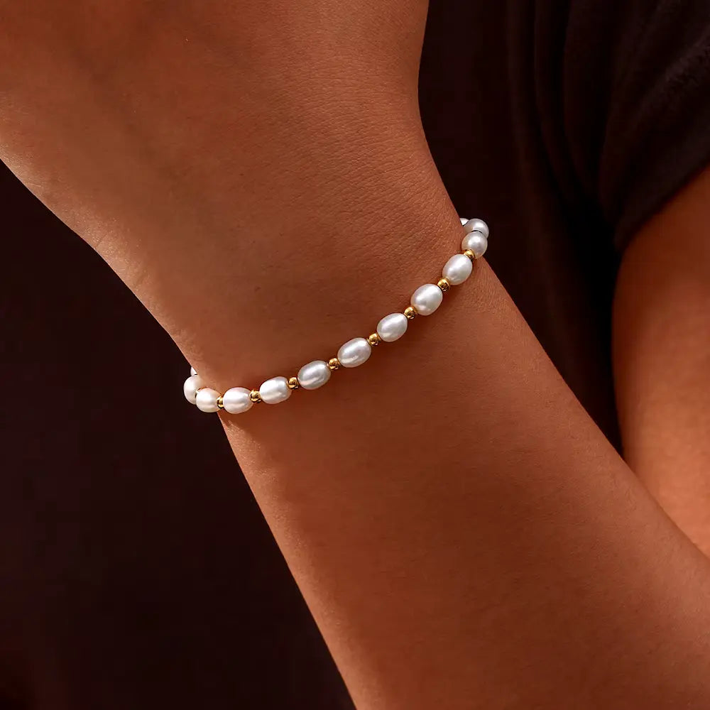 Dainty Pearl Charm Bracelet
