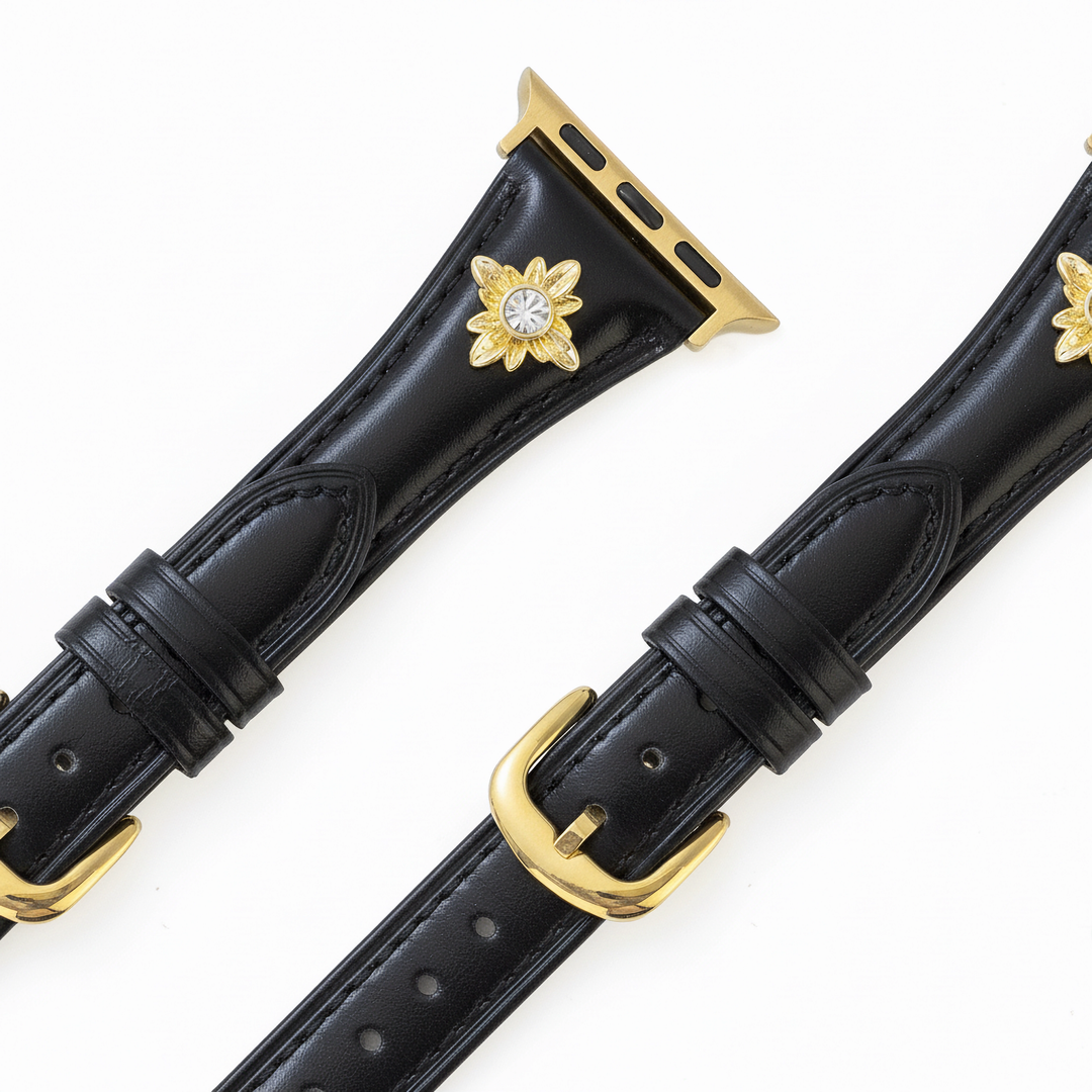 Elegant Leather Floral Apple Watch Bands for Women