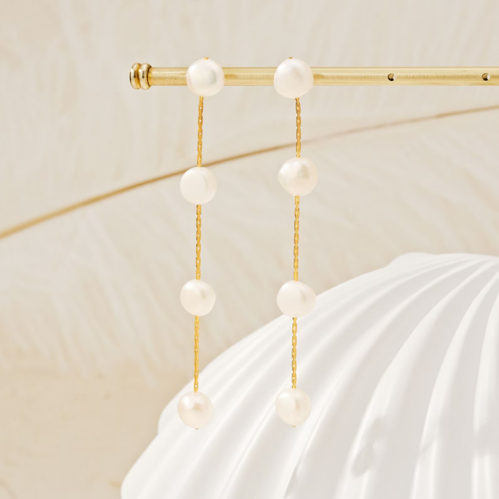 Pearl Drop Statement Earrings Long Pearl Drop Earring