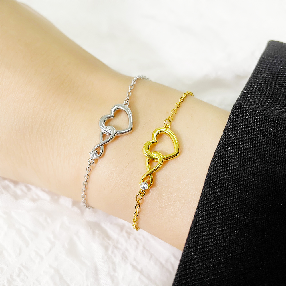 Infinity Heart Bracelet Dainty CZ Bracelet