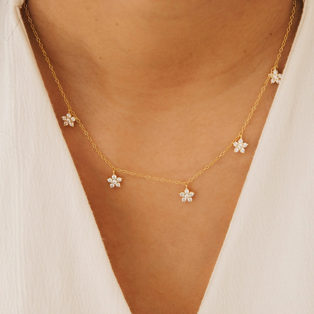 Dainty Diamond Flower Necklace