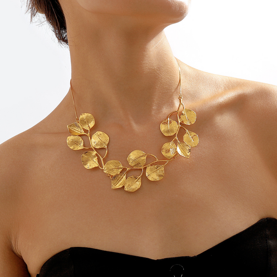 Golden Leaf Vintage Fig Leaf Necklace
