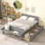 Gray Full Size Bed with Footboard Bench and Storage Drawers