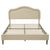 Full Size Bed Frame with LED Lights, Adjustable Headboard, and Beige Velvet Upholstery