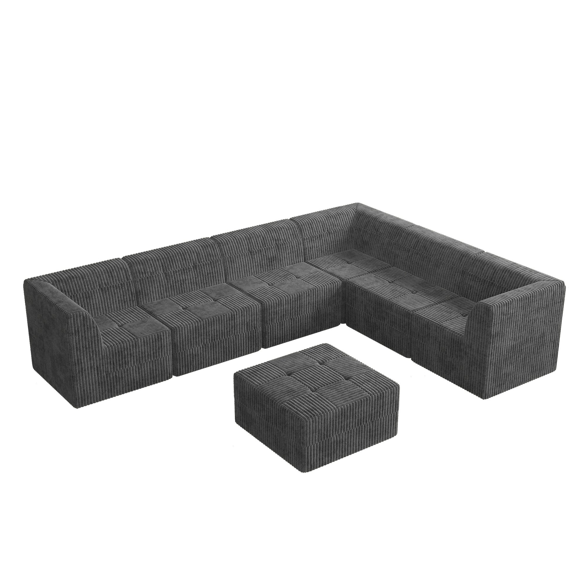 L Shape Modular Sectional Sofa With Compressed Design For Modern Minimalist Living In Grey