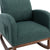 Modern Glider Rocking Chair with Side Pocket and High Back in Emerald Linen