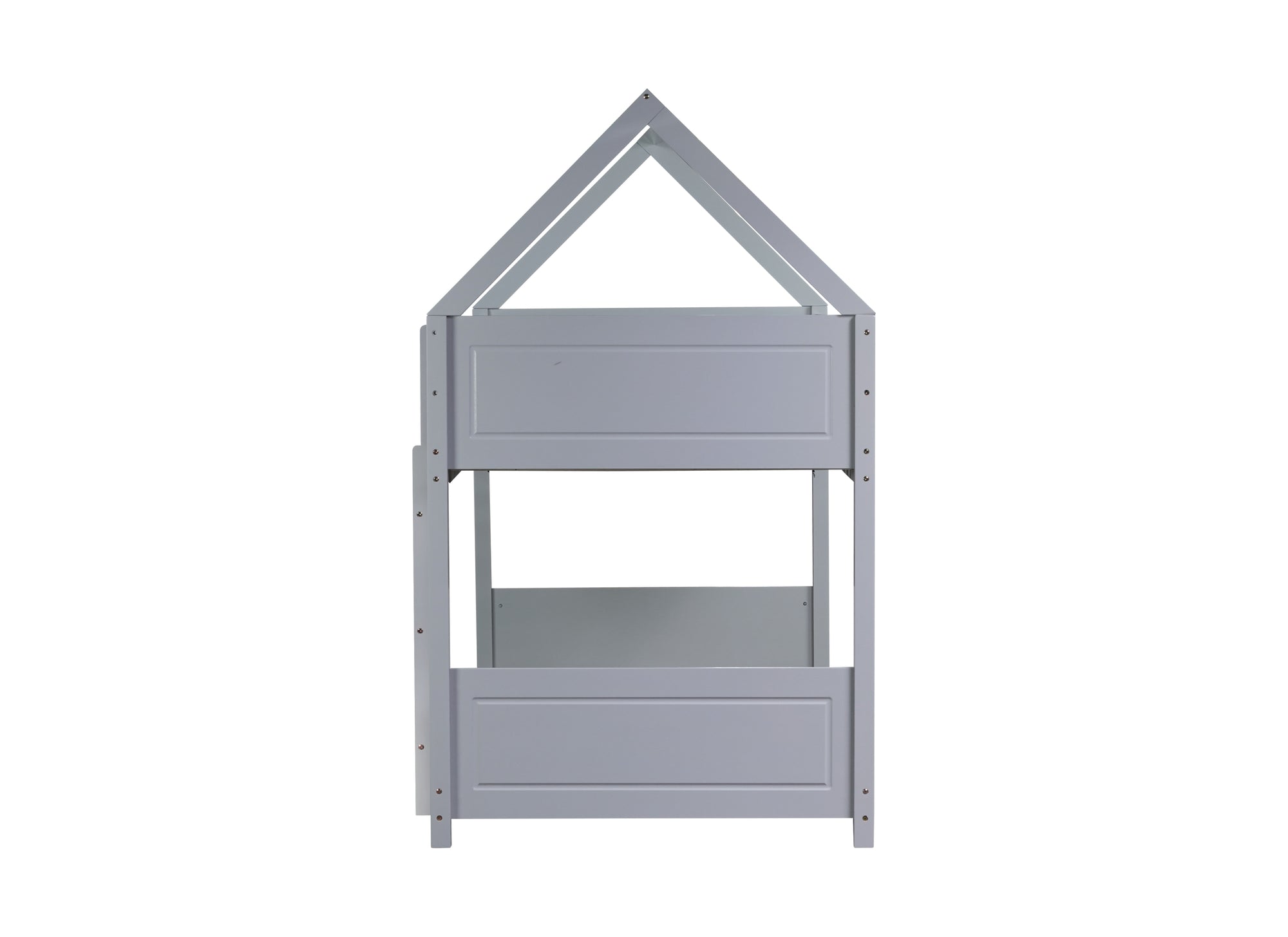 Light Gray Twin Over Twin House Floor Bunk Bed