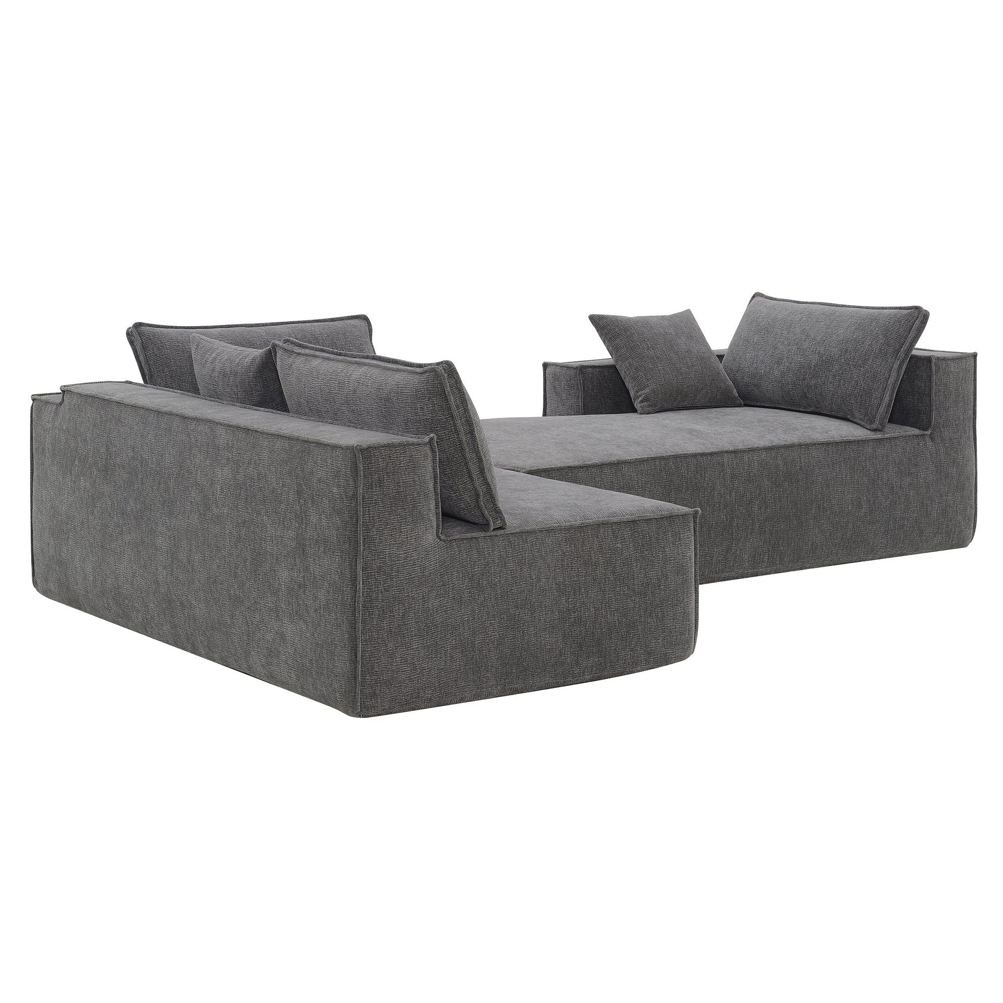 Cairo 4-Seat Modular Wrinkle-Resistant Chenille Sofa in Gray