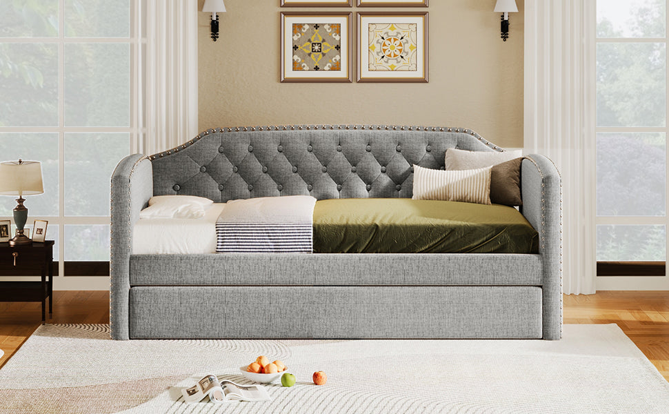 Traditional Twin Upholstered Daybed with Trundle