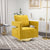 Open Back Mustard Chenille Swivel Accent Chair With Gold Stainless Steel Base