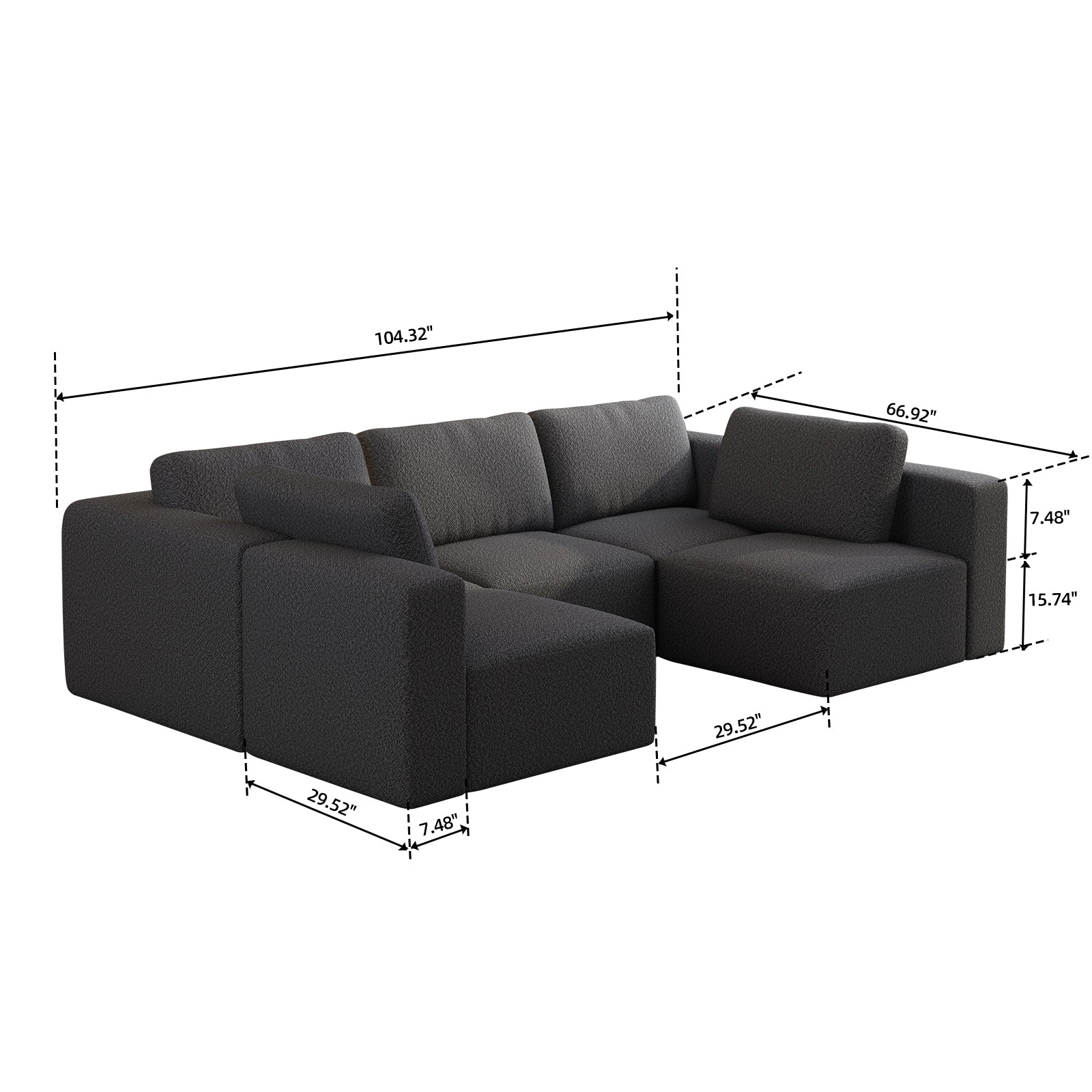 Kigoma 5-Seat Modular Sofa in Dark Gray